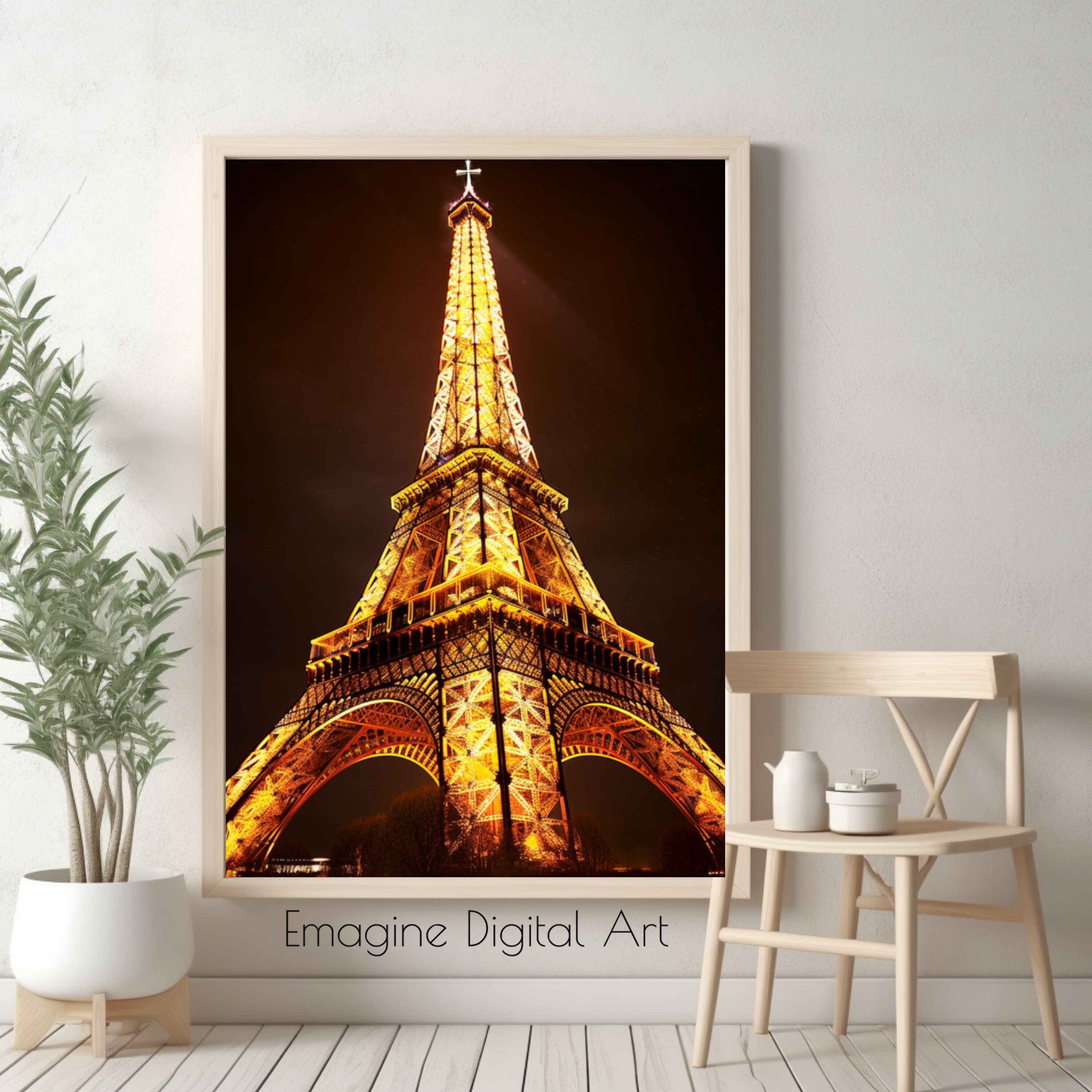 EIFFEL TOWER NIGHT GICLEE CANVAS ART PRINT POSTER main image 0