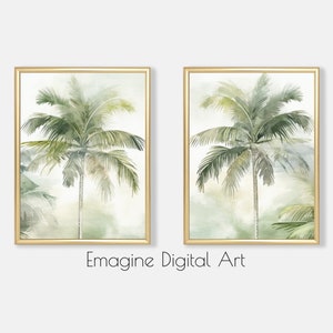 PRINTABLE ART | Set of 2 | Palm Trees Paintings Soft Tones | Tropical Wall Decor | Digital Art to Instantly Download, Print, & Frame | TR-12