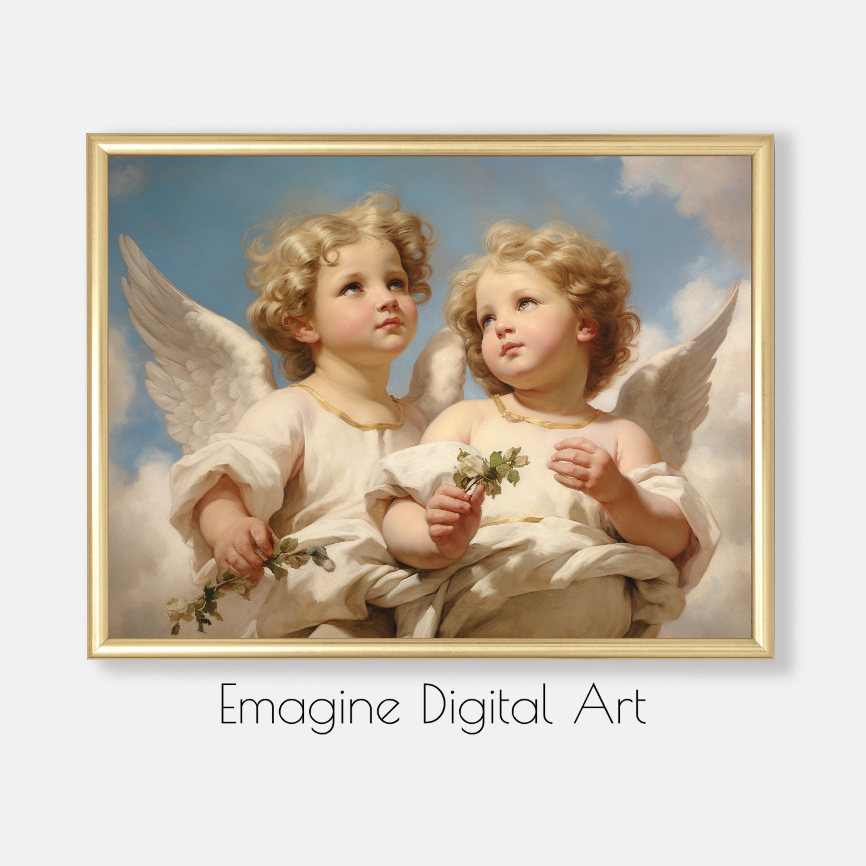 PRINTABLE ART | Cherubs in Heaven | Angels Bible Art | Religious Wall Decor |  | Digital Art to Instantly Download, Print, and Frame | RE-15