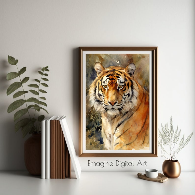 PRINTABLE ART Bengal Tiger Painting Wildlife Painting Tiger Wall Decor