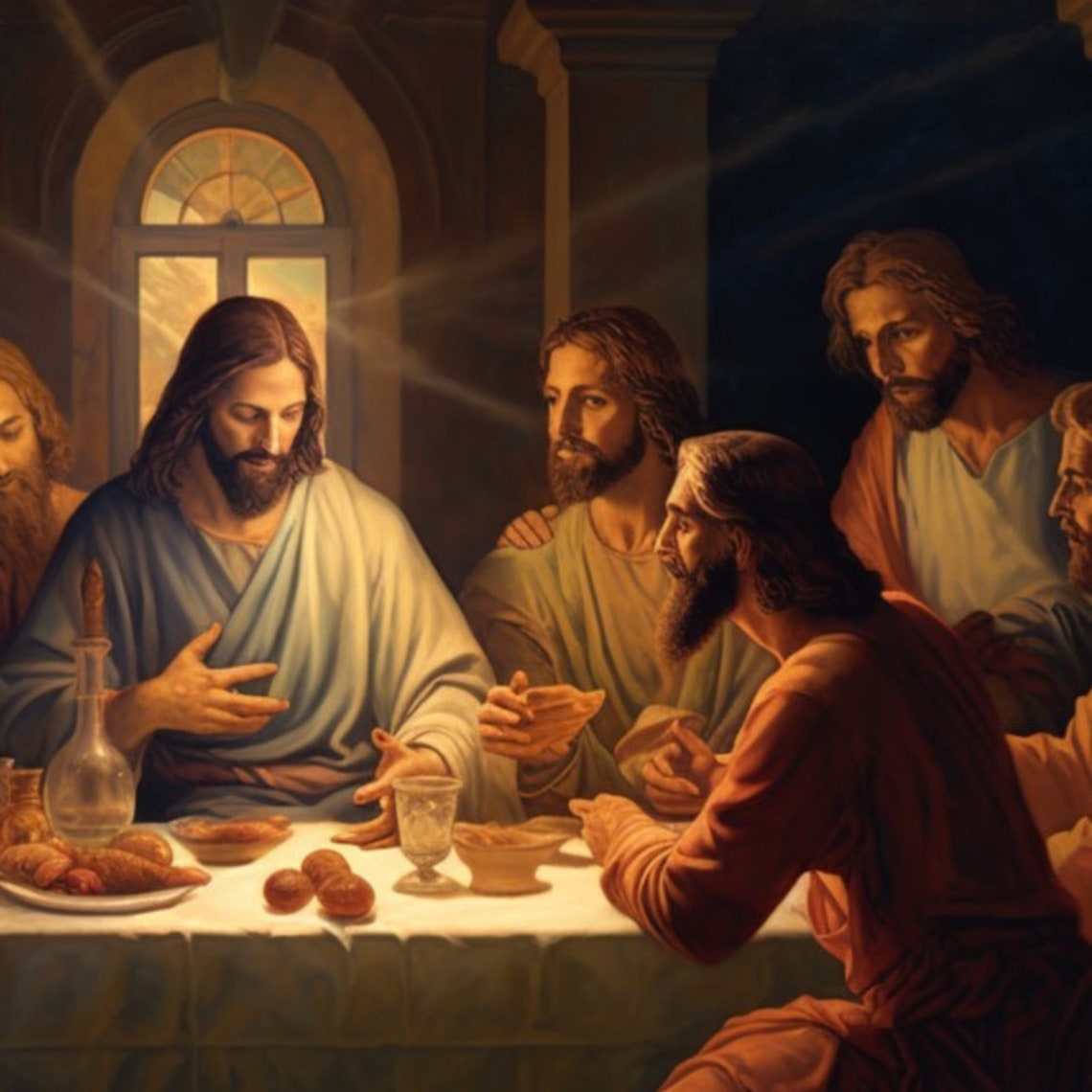 PRINTABLE ART Painting of the Last Supper With Jesus Christ and Twelve ...