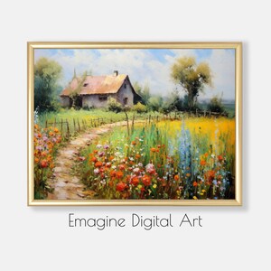 PRINTABLE ART | Vintage Countryside Farmhouse & Wildflowers | Impressionist Wall Decor | Digital Art to Download, Print, and Frame | LS-73