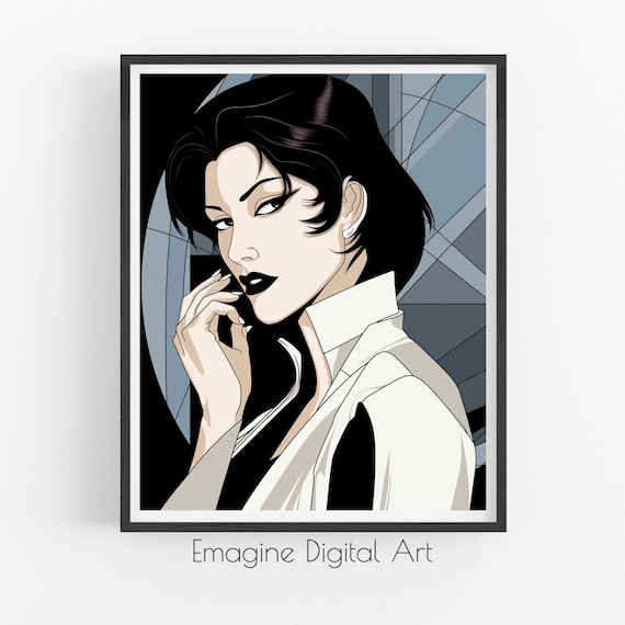 1980s Pop Art Woman Print | Retro Geometric Fashion (digital