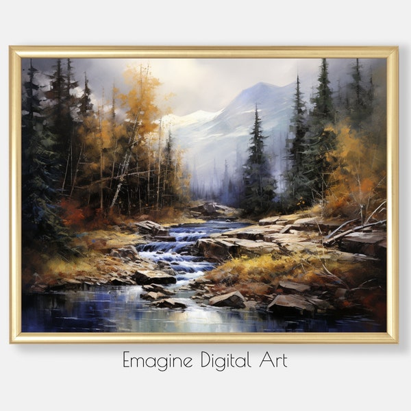 PRINTABLE ART |  Autumn Mountain Landscape | Wilderness Nature Wall Decor | Digital Art to Instantly Download, Print & Frame | LS-62