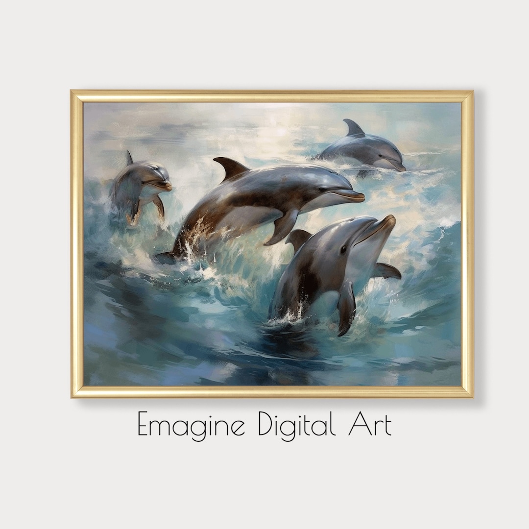 Dolphin Ocean Art Print | Marine Life Painting (digital Download) - Etsy