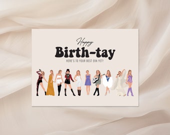 Carte d'anniversaire Taylor Swift, Carte postale Happy Birthday, Cadeau pour Swiftie The Eras Tour - Here's to your best era yet!