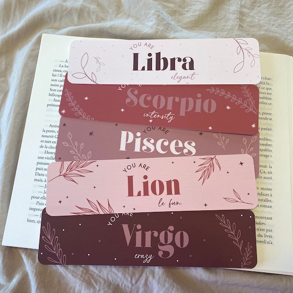 Collection Astrologie - Marque-pages 12 signes du zodiaque - Cadeau esotérisme - Marque-page ésotériques