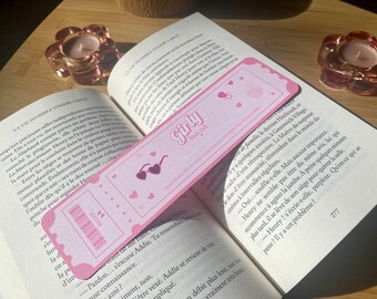 Girly Book Club, Ticket-shaped bookmark, Female book fan, Girls power, Book Club bookmark