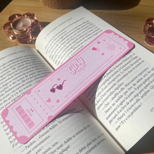 Girly Book Club, Marque-page en forme de ticket, Fan de livres féminins, Girls power, Marque-page Book Club