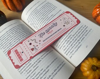 The Spooky Book Club, Ticket Shaped Bookmark, Spooky Book Fan, Book Club Bookmark, Halloween