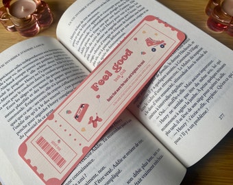 Feel good Book Club, Ticket-shaped bookmark, Fan of positive reading, Well-being, Book Club bookmark