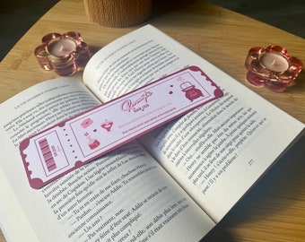 Romantic Book Club, Ticket-shaped bookmark, Fan of love books and passionate romances, Book Club bookmark