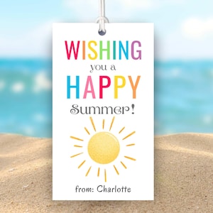 Wishing You a Happy Summer Gift Tag for Classmates and Teachers, Happy Summer Tag, End of School Year Favor Tags, Vacation Gift Tag, WHS01