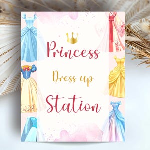 Princess Party, Dress Up, Sign, Kids, Party, Decor, Printable, Playroom, Birthday Party, Princess Play, Princess Dress Up Sign, BPR01