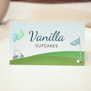 Golf Birthday Food Labels, Customizable Food Tents, Editable Party Decor for Kids&#39; Golf Theme Celebrations, Hole in One, GLF01