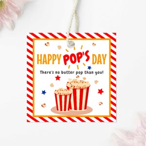 Printable Father&#39;s Day Popcorn Tag, Fathers Day Gift Printable, No Butter Pop Than You, Funny Father&#39;s Day Tag, Happy Pop&#39;s Day, HPD01