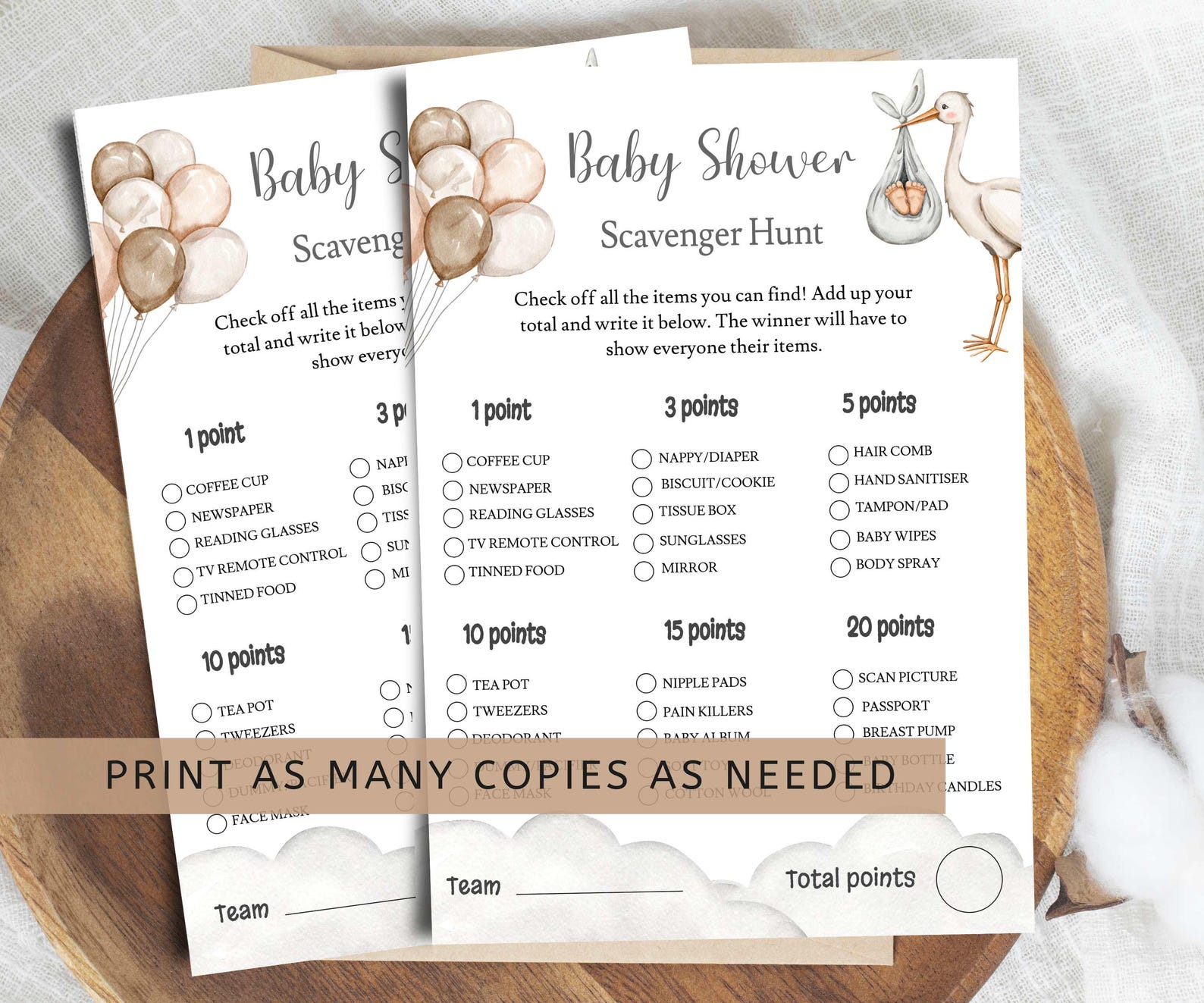 Scavenger Hunt Baby Shower Game, Neutral Baby Shower Game, Treasure ...