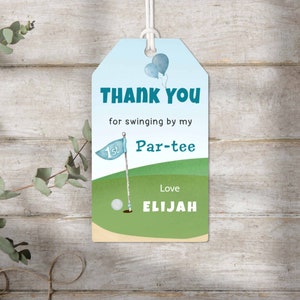 Hole-In-One Party Tag , Golf Birthday Favor Tag, Let&#39;S Par-Tee, Golf First Birthday, Editable Golf Thank You Tag, Instant Download, GLF01