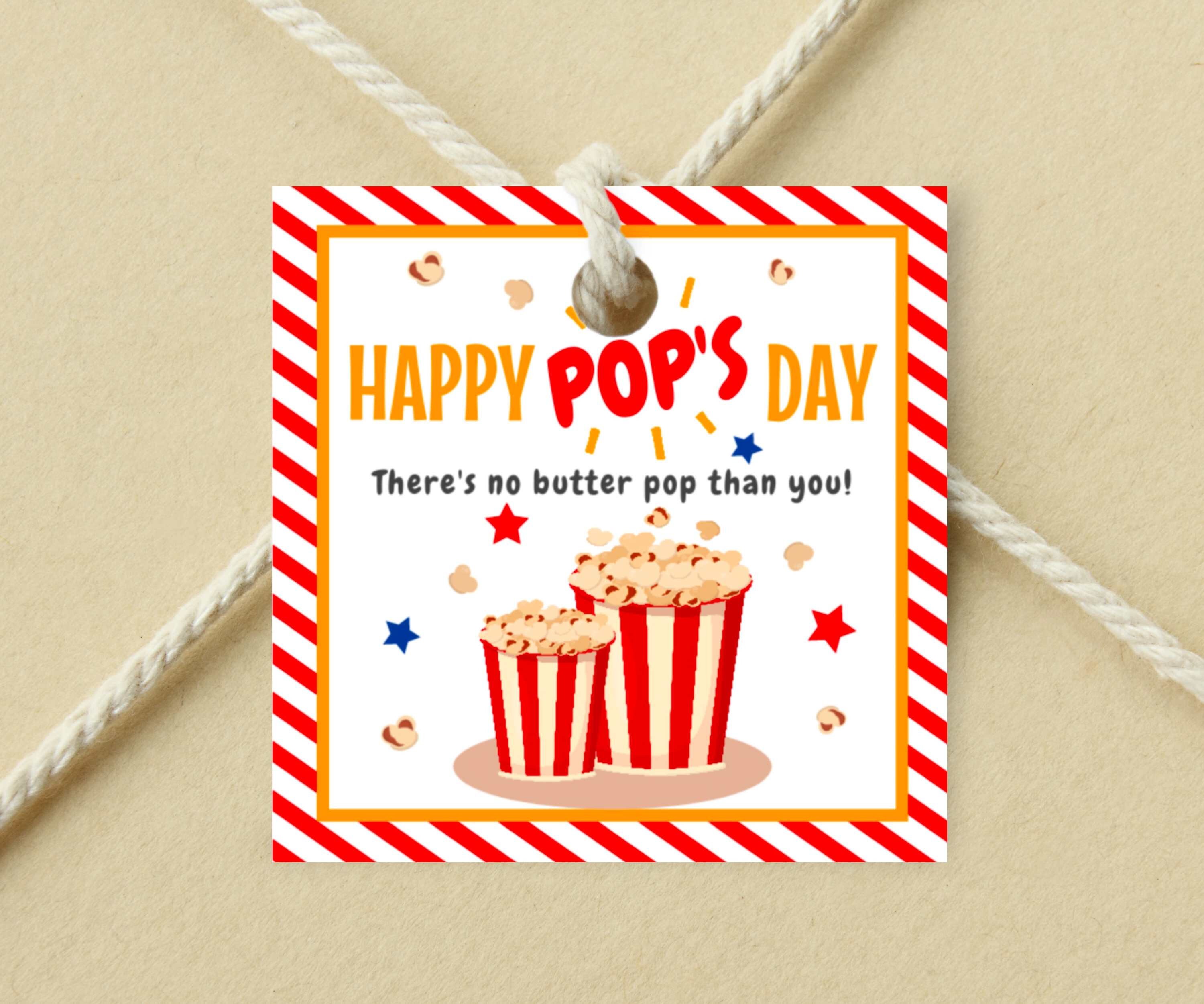 Printable Father's Day Popcorn Tag, Fathers Day Gift Printable, No