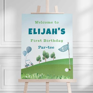 Hole in One Birthday Welcome Sign, Golf First Birthday Decor, Editable Template, Instant Download for Kids, GLF01