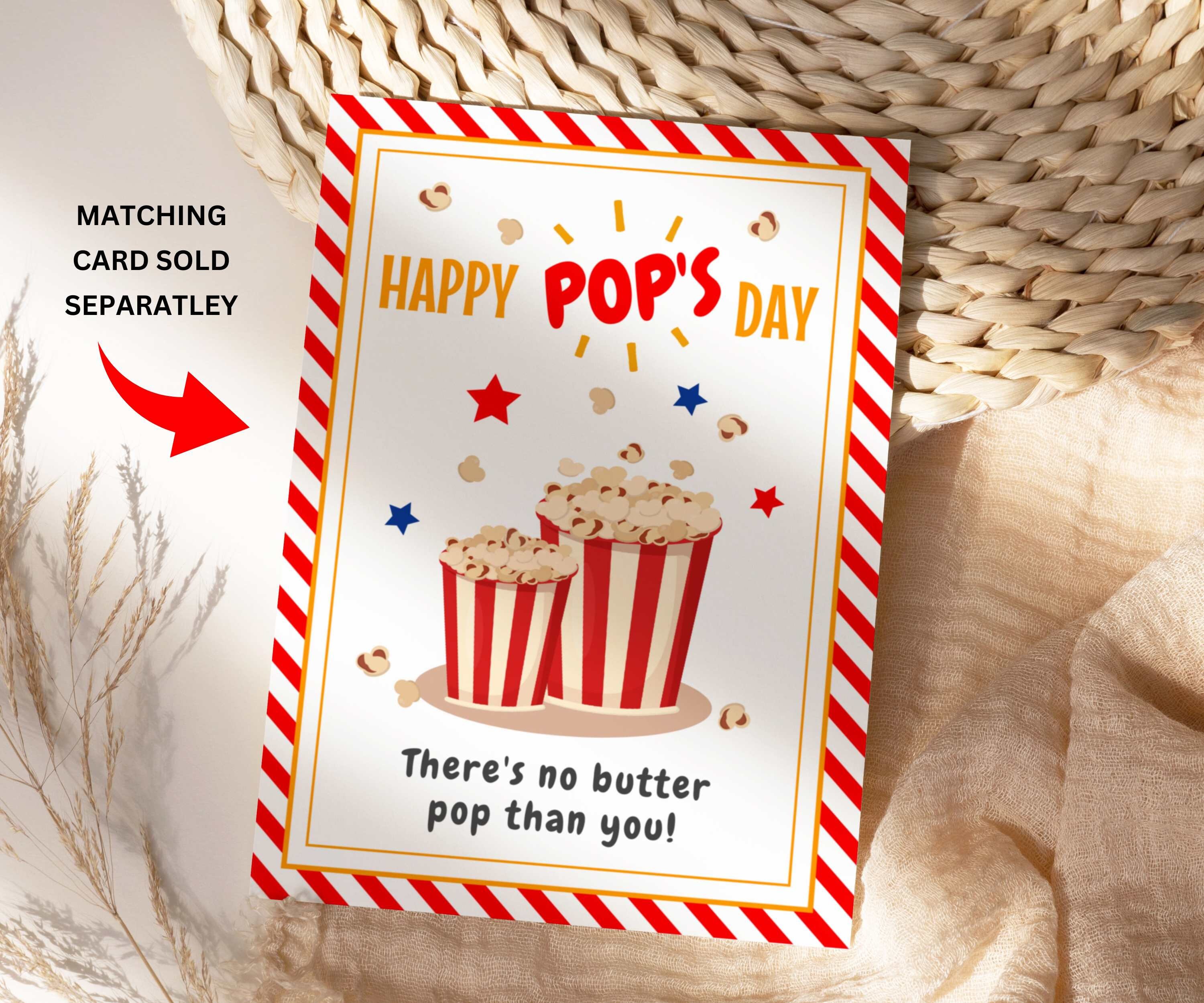 Printable Father's Day Popcorn Tag, Fathers Day Gift Printable, No