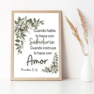 Spanish wall art print, mothers day print, Spanish wall art Home decor, Spanish Home Decor, Decoracion hogar, Dia de las madres,SpanishBible