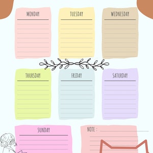 Puede incluir: Un planificador semanal colorido para estudiantes con una ilustraci&oacute;n de un gato y el texto "STUDENT WEEKLY PLANNER".