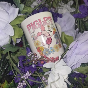 Piglet Coffee Mug 8 oz Disney Inspired Cute Piglet Gift for Disney Fans, Adorable Cartoon Character Cup