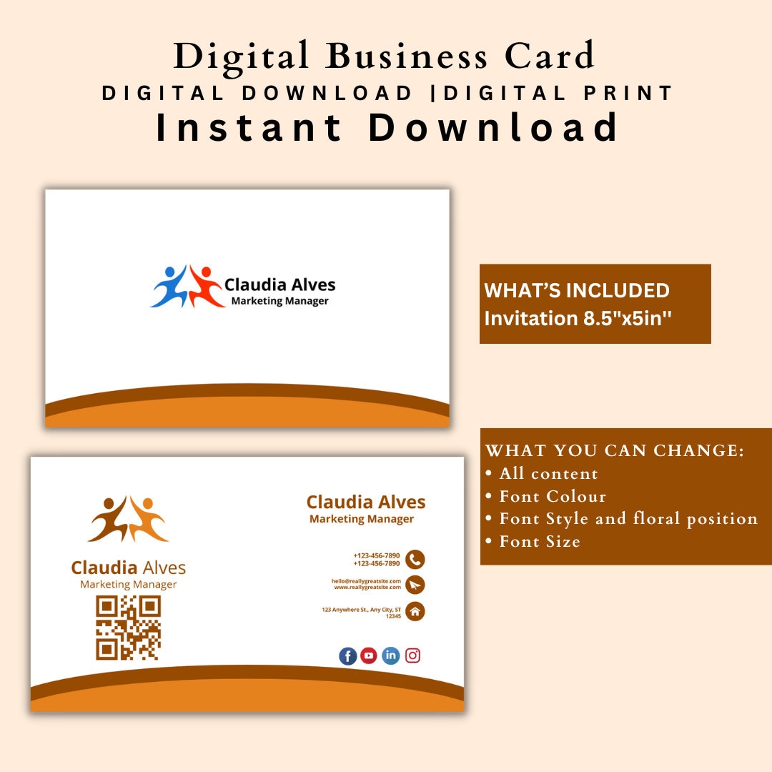 Editable Business Card Design Editable Template, Instant Download ...