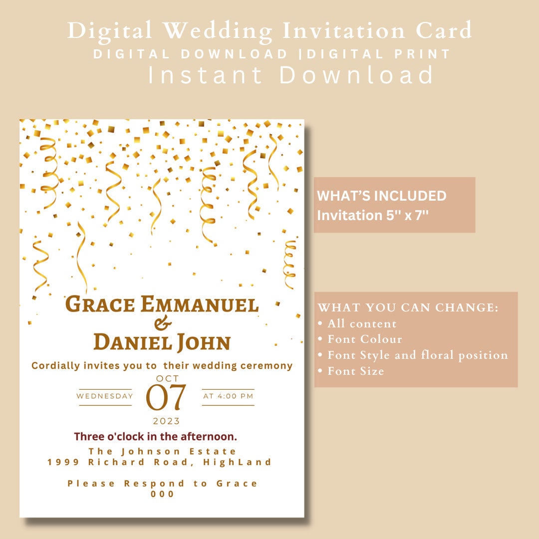 Editable Wedding Invitation || Wedding Card || Wedding Invites || Wedding  Ceremony || Wedding Invitation Card - Etsy, image size:1080x1080