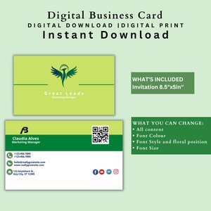Modelo editável de design de cartão de visita editável, download instantâneo, modelo Canva, cartão de visita DIY, cartão de visita Canva, exclusivo, personalizado