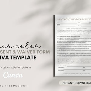 Consent for Hair Coloring, Hair Color Consent and Waiver Form, Hair Stylist Color Consent Form, Hair Stylist Color Consent and Waiver Form,