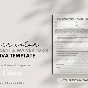 Consent for Hair Coloring, Hair Color Consent and Waiver Form, Hair Stylist Color Consent Form, Hair Stylist Color Consent and Waiver Form,