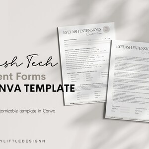 Eyelash Extension Forms, Editable Intake Form, Esthetician Forms, Lash Technician Forms, Client Intake Form, Editable Lash Consent Templates
