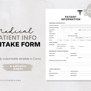 New Patient Form, Patient Information, Medical History, Printable Patient Form, Dentist Office, Medical Clinic Form, Digital Download