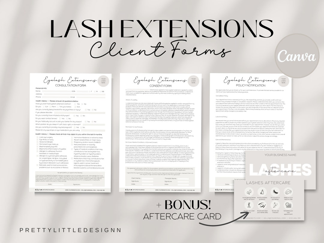 Eyelash Extension Forms Editable Intake Form Esthetician - Etsy