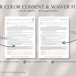 Consent for Hair Coloring, Hair Color Consent and Waiver Form, Hair ...