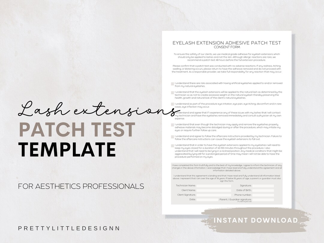 Eyelash Extension Adhesive Patch Test Consent Form Tint Patch Etsy