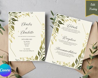 Wedding Invite | Wedding Invitation | Canva Template | Wedding Details Card | Wedding Printable | Wedding Bundle | Wedding Invite Template