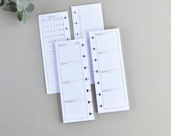 HP Skinny Mini Inserts: Happy Planner Pages, Printed Weekly Monthly Recharge, Disc agenda refill 2026 2027