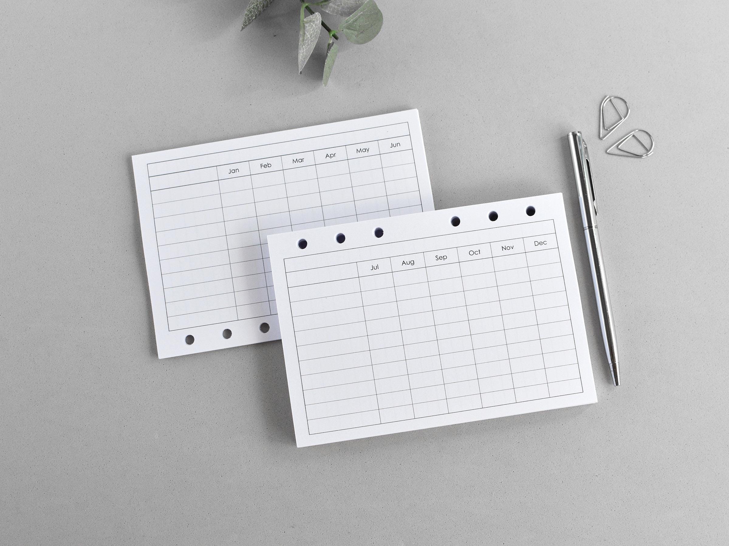 Real A6 Size 6 Ring Planner Inserts 2026: Printed Monthly Weekly Paper ...