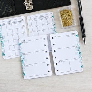 Einsätze 2026 Taschen-Planer A7: Bedruckte Papierseiten für Filofax, Ring Agenda Refill Weekly Monthly, Tagebuch aufladen