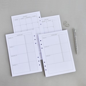 A5 Planner Inserts Bundle: Weekly & Monthly Pages, 2026 2027 Undated Agenda Refill, Filofax Recharge Yearly
