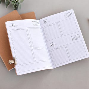 Recharges pour agenda quotidien A5 Travelers Notebook : 2026-2027, agenda rechargeable TN