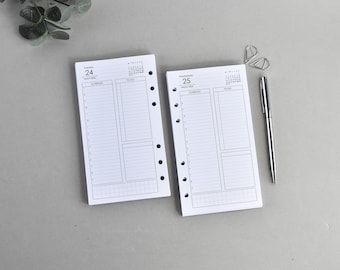Inserti per planner giornaliero e mensile formato personale 2026: ricarica per calendario agenda stampato per Filofax, ricarica per diario notebook