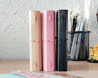 Leren TN-planner op paspoortformaat: navulbaar reizigersnotitieboekje met inlegvellen, maandelijks notitieboek voor weekjournaal