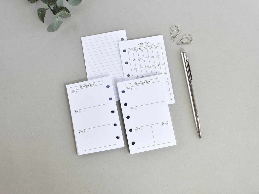 Mini M5 Planner Inserts: Printed Monthly Weekly Paper Pages, Agenda ...