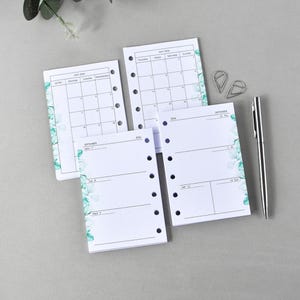 Inserti stampati per agenda tascabile A7: 2026/2027 Pagine di carta per Filofax, ricarica per agenda ad anelli, calendario settimanale e mensile