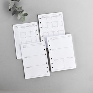 Inserti per planner ad anelli formato A6 2026: pagine di carta stampate mensili e settimanali, ricarica per calendario agenda