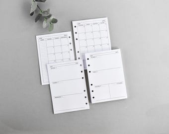 Real A6 Size 6 Ring Planner Inserts 2026: Printed Monthly Weekly Paper Pages, Agenda Calendar Refill